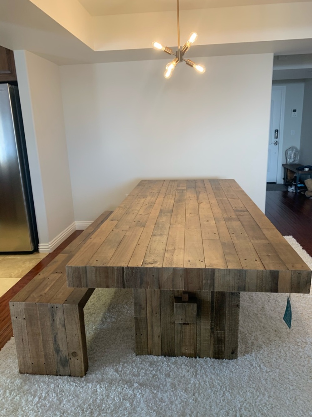 West Elm Emmerson 87” Dining Table and Bench - Natural Brown + 4 Chairs